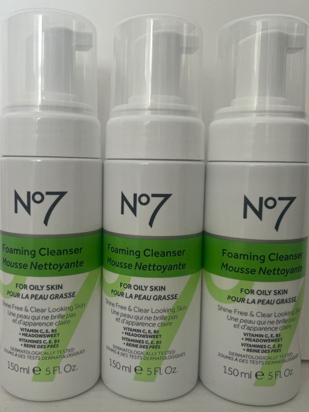 LOT (3) NO7 FOAMING CLEANSER FOR OILY SKIN   5 FL OZ